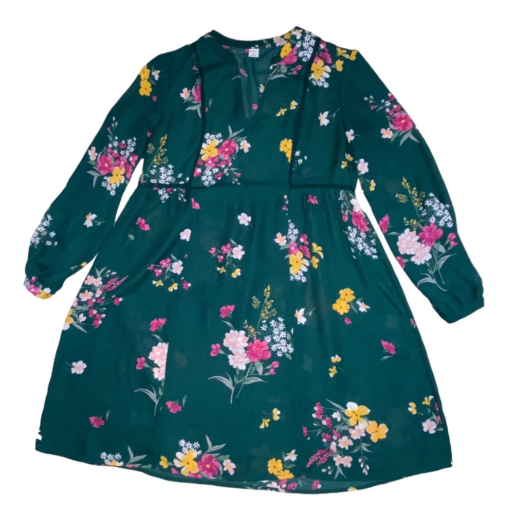 Old Navy Boho Women’s XS Green Floral Lightweight Peasant Dress - Picture 2 of 12